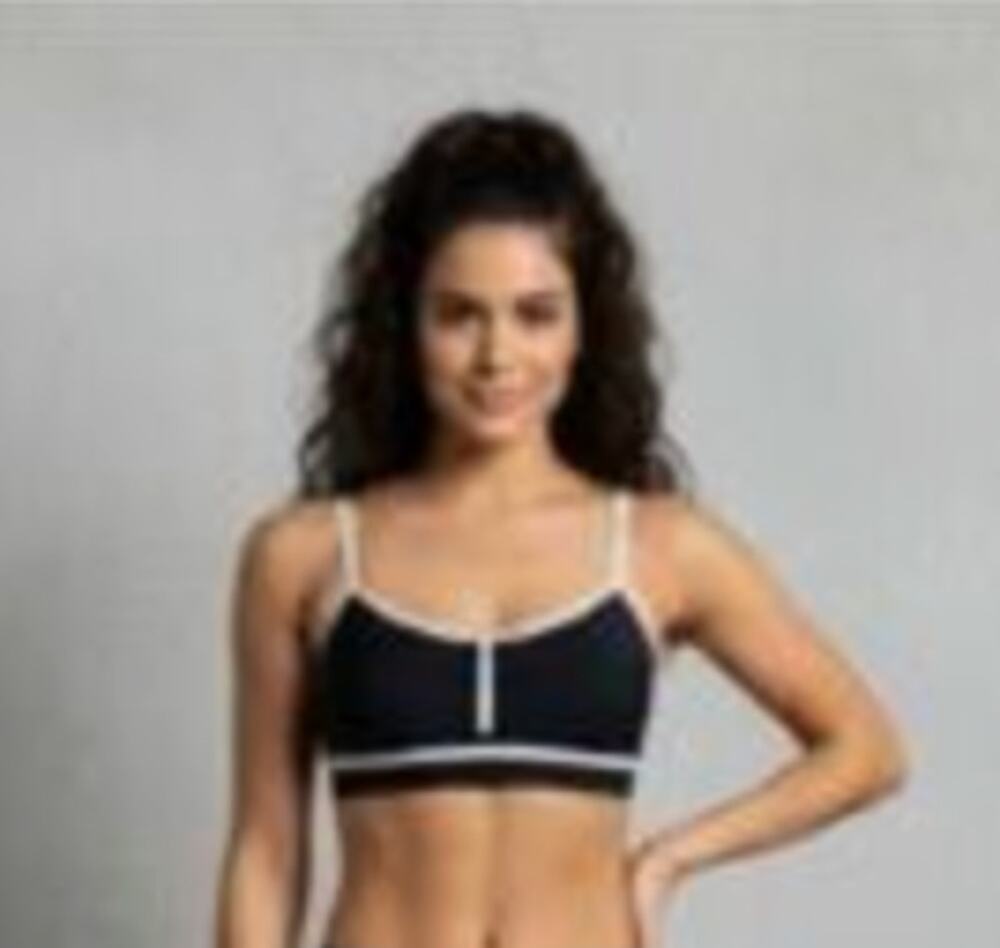 CALIA Swim Top Size L Black White Adjustable Padded Zip FRONT NWT